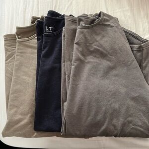 3 Men’s Long sleeve Bylt Shirts. Brand new never worn. NWOT Olive,Navy&Grey